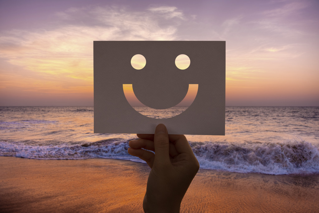 Happines cheerful perforated paper smiley face